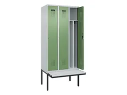 locker met bank,voor scheiding van kleding,HxBxD 2120x900x815mm,3vak