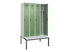 locker met bank,voor scheiding van kleding,HxBxD 2120x1200x815mm,4vak