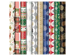 Geschenkpapier Kerst Premium 70cmx2m assorti - 2