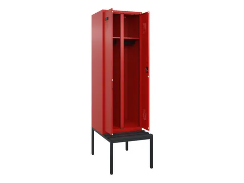 locker met bank,voor scheiding van kleding,HxBxD 2120x600x815mm,2vak
