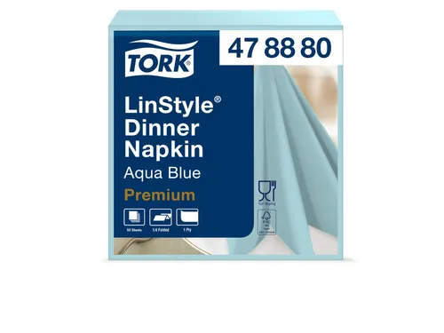 Dinerservetten LinStyle 1/4-vouw 1-laags 50st aqua 478880