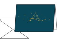 Kerstkaarten Sigel incl. envelop Kerstboom petrol, wit karton , mat bu