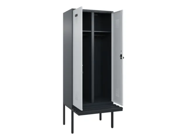 locker met bank,voor scheiding van kleding,HxBxD 2120x800x815mm,2vak