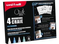 Krijtmarker 4St + 4 Tekenbladen Koude Kleuren