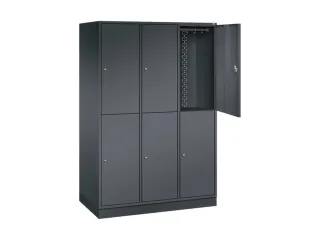 Dubbeldekse garderobekast,HxBxD 1950x1220x600mm,3x2vak.,vak B 360mm - 1