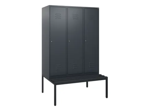 locker met bank,HxBxD 1950x1200x815mm,3vak,vak B 400mm,cil.-slot
