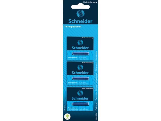 inktpatronen Schneider 3 doosjes a 6 stuks op blister blauw | VulpennenShop.nl