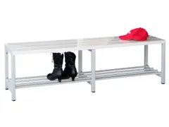 banc-patère HxLxP 430x2000x370mm rails en plastique blanc