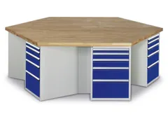 Werkbank 890x2700x2340mm Beukenhouten Plaat 6 Kastblokken 30laden