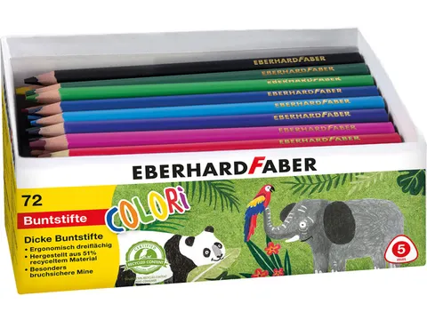 Kleurpotlood Eberhard Faber Jumbo 72st. driekantig in kartonnen doos