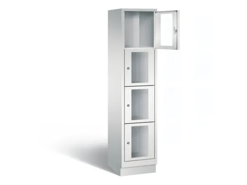 Lockerkast 1800x420x500mm 1x4 vakken Cilinderslot, Sokkel, RAL7035