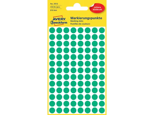 Etiket Avery Zweckform 3012 Rond Ø8mm Groen 416 Stuks