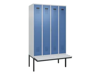 locker met bank,HxBxD 2120x1200x815mm,4vak,vak B 300mm,cilinderslot - 2