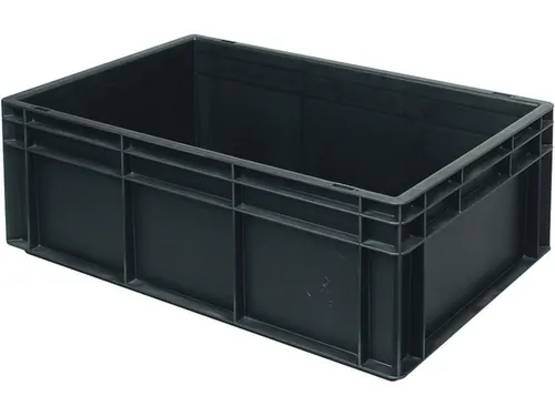 ESD-stapelbak,HxLxB 220x600x400mm,43l,PP,zwart,Wanden gesloten