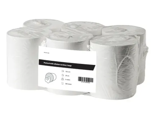 Poetsrol midi cellulose coreless 1-laags Pallet 48x6 Rol