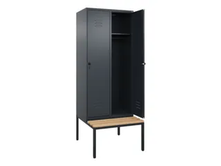 locker met bank,HxBxD 2120x800x815mm,2vak,vak B 400mm,draaigrendel - 2