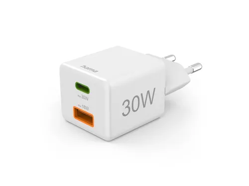 Oplader Hama USB-C/USB-A Mini PD 30W wit
