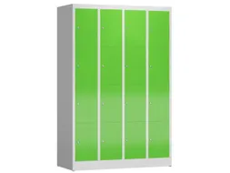 Lockerkast 1800x1185x500mm 4x4 vakken cilinderslot, sokkel, RAL6018