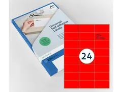 Gekleurde Etiketten 70x37mm Fluor Rood 42312