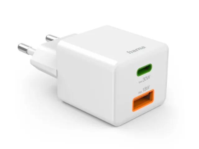 Oplader Hama USB-C/USB-A Mini PD 30W wit