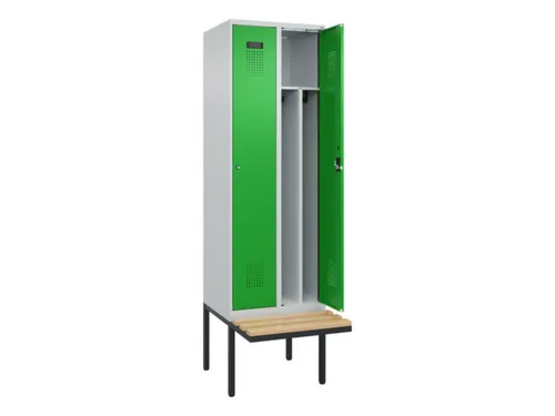 locker met bank,voor scheiding van kleding,HxBxD 2120x600x815mm,2vak