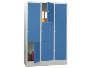 lockerkast,HxBxD 1850x1200x500mm,3x3vakken,RAL7035,front RAL5012 - 2