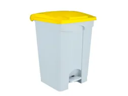 Contitop,afvalbak met pedaal 70L wit/geel/VE:3