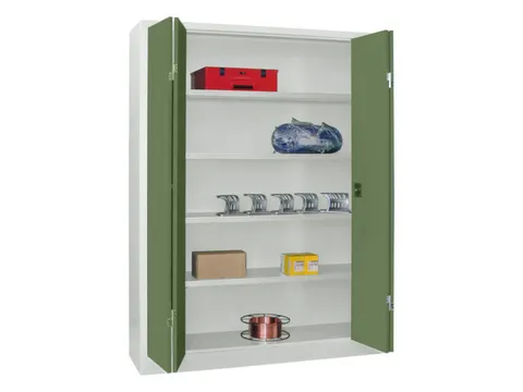 Ruime Vouwdeurkast 1950x1500x400mm 4legborden Ral7035 Front Ral6011