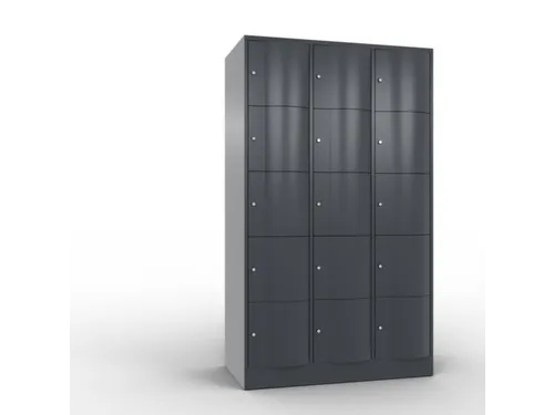 lockerkast cil.slot 1950x1150x640mm 3x5 vakken RAL7021 front RAL7021
