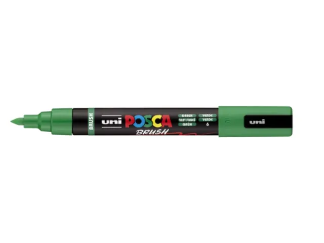Paintmarker Uni POSCA PC-5BR brushpunt M donkergroen