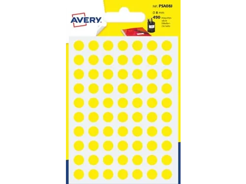 PSA08J ronde markeringsetiketten diameter 8 mm geel