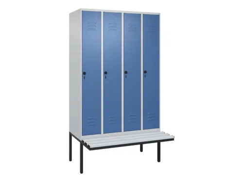 locker met bank,HxBxD 2120x1200x815mm,4vak,vak B 300mm,draaigrendel