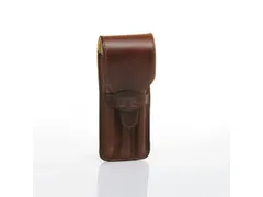 Pennenetui zadelleer Mika voor 3 pennen, ca 17 x 7 x 2 cm, bruin