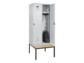 locker met bank,HxBxD 2120x800x815mm,2vak,vak B 400mm,draaigrendel - 1