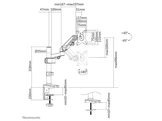 Monitorarm 1 Scherm Full Motion Tot 27 Inch Zwart DS70-750BL1