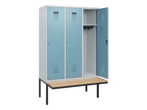 locker met bank,HxBxD 1950x1200x815mm,3vak,vak B 400mm,cilinderslot