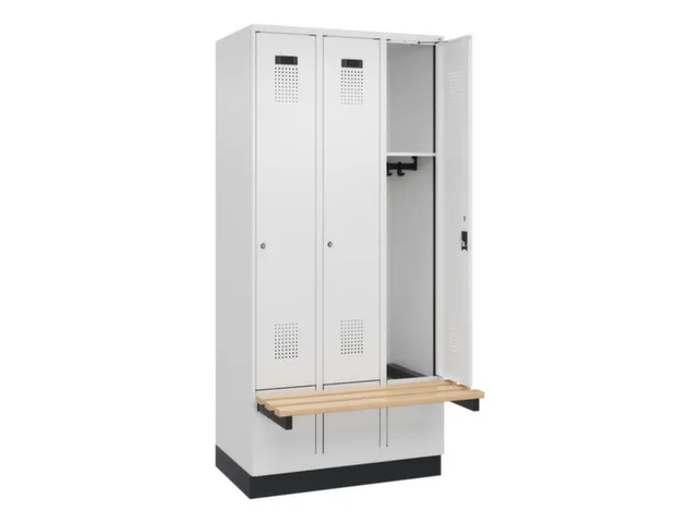 locker met bank,HxBxD 1950x900x815mm,3vak,vak B 300mm,cilinderslot