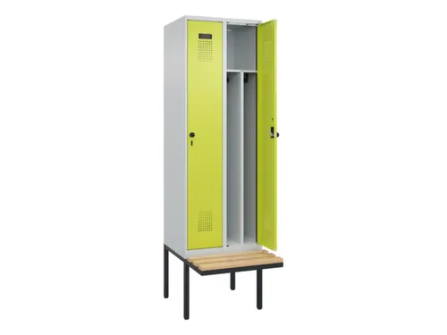 locker met bank,voor scheiding van kleding,HxBxD 2120x600x815mm,2vak