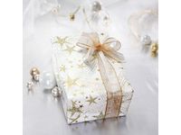 Kerstcadeaupapier Sigel, Dancing sterren, met gouddruk, glad papier, 8