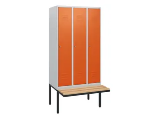 locker met bank,HxBxD 1950x900x815mm,3vak,vak B 300mm,cil.-slot - 1