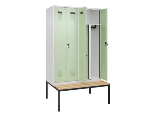 PBM-locker met bank,HxBxD 2120x1200x815mm,4vak,vak B 300mm - 1