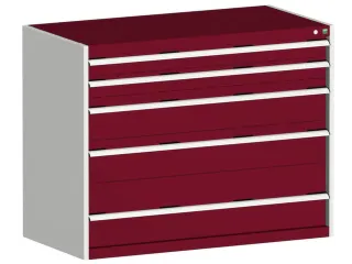 ladekast HxBxD 1000x1300x650mm 5laden romp RAL7035 front RAL3004 - 1