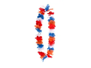 Hawaïkrans rood wit blauw en oranje 100cm - 1