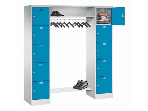 personeelsgarderobe draaigr. 1950x1700x500mm 2x5 vakken 400mm RAL5012