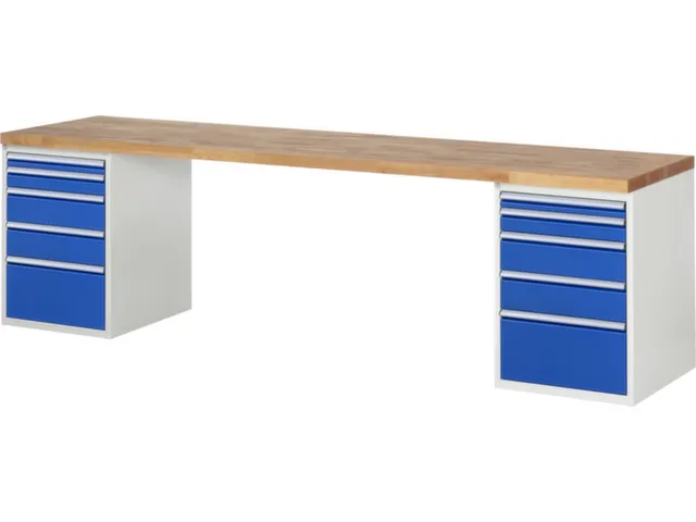 werkbank,HxBxD 890x3000x700mm,beukblad,draagverm. 750kg,2containers