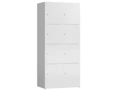 Lockerkast 1800x800x500mm 2x4 vakken cilinderslot, sokkel, RAL9003