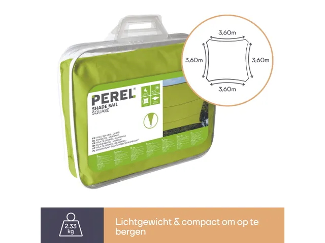 Zonnezeil Vierkant 3.6x3.6m Lichtgroen