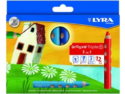Kleurpotlood LYRA Groove Triple One extra dik set à 12 kleuren