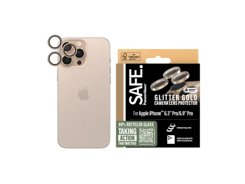PanzerGlass SAFE. by Camera Lens Protector Glitter Gold iPhone 16 P