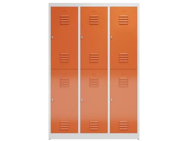 Dubbeldekse garderobekast 1800x1185x500mm 3x2vak 400mm RAL7035 RAL3000